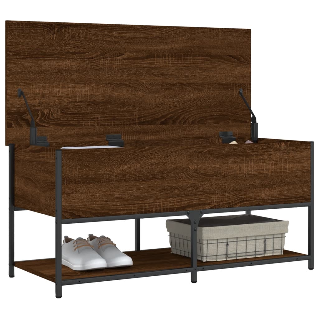 Banc de rangement chêne marron 100x42,5x47 cm bois d'ingénierie Bancs coffres vidaXL   