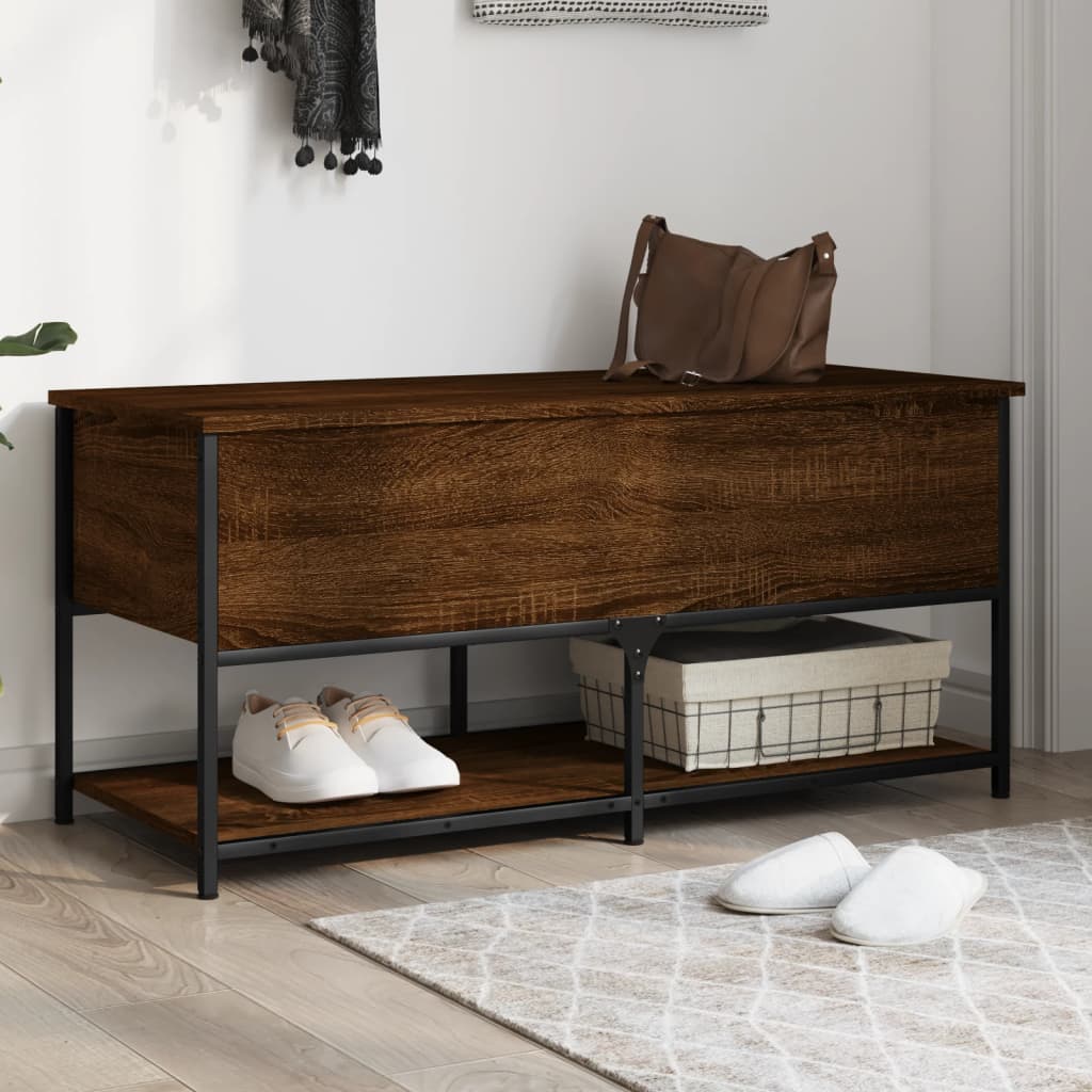 Banc de rangement chêne marron 100x42,5x47 cm bois d'ingénierie Bancs coffres vidaXL   