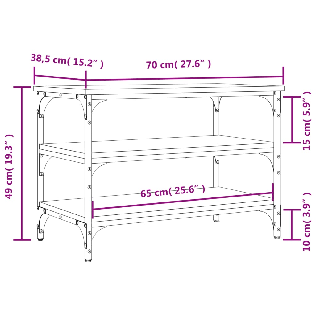 Banc à chaussures chêne sonoma 70x38,5x49 cm bois d'ingénierie Bancs coffres vidaXL   