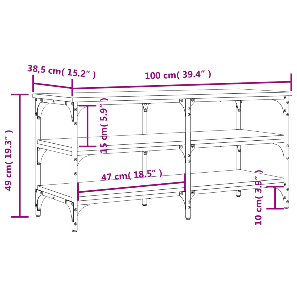 Banc à chaussures noir 100x38,5x49 cm bois d'ingénierie Bancs coffres vidaXL   