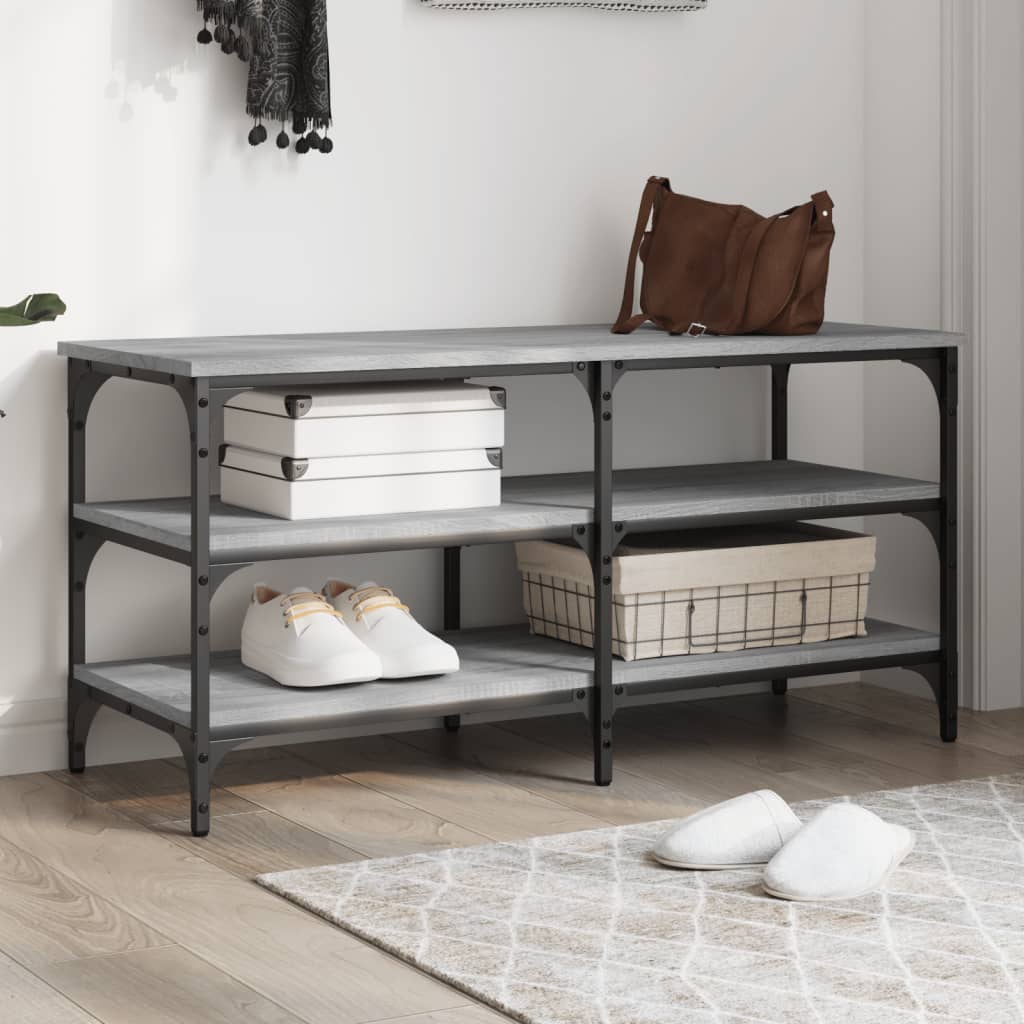 Banc à chaussures sonoma gris 100x38,5x49 cm bois d'ingénierie Bancs coffres vidaXL   