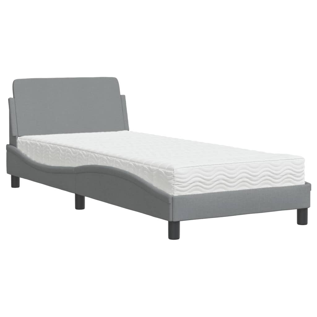 Lit avec matelas gris clair 80x200 cm tissu Lits & cadres de lit vidaXL   