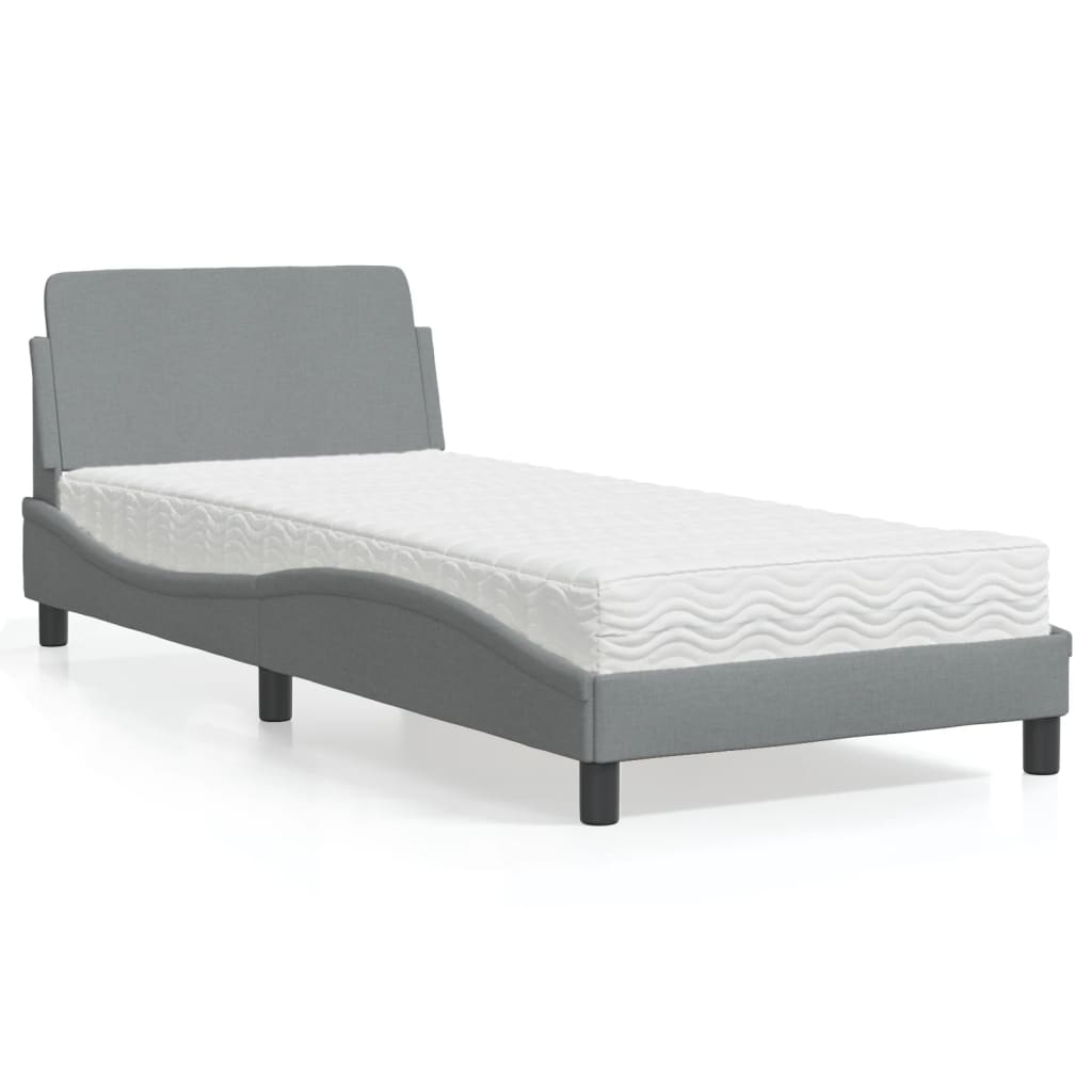 Lit avec matelas gris clair 80x200 cm tissu Lits & cadres de lit vidaXL   