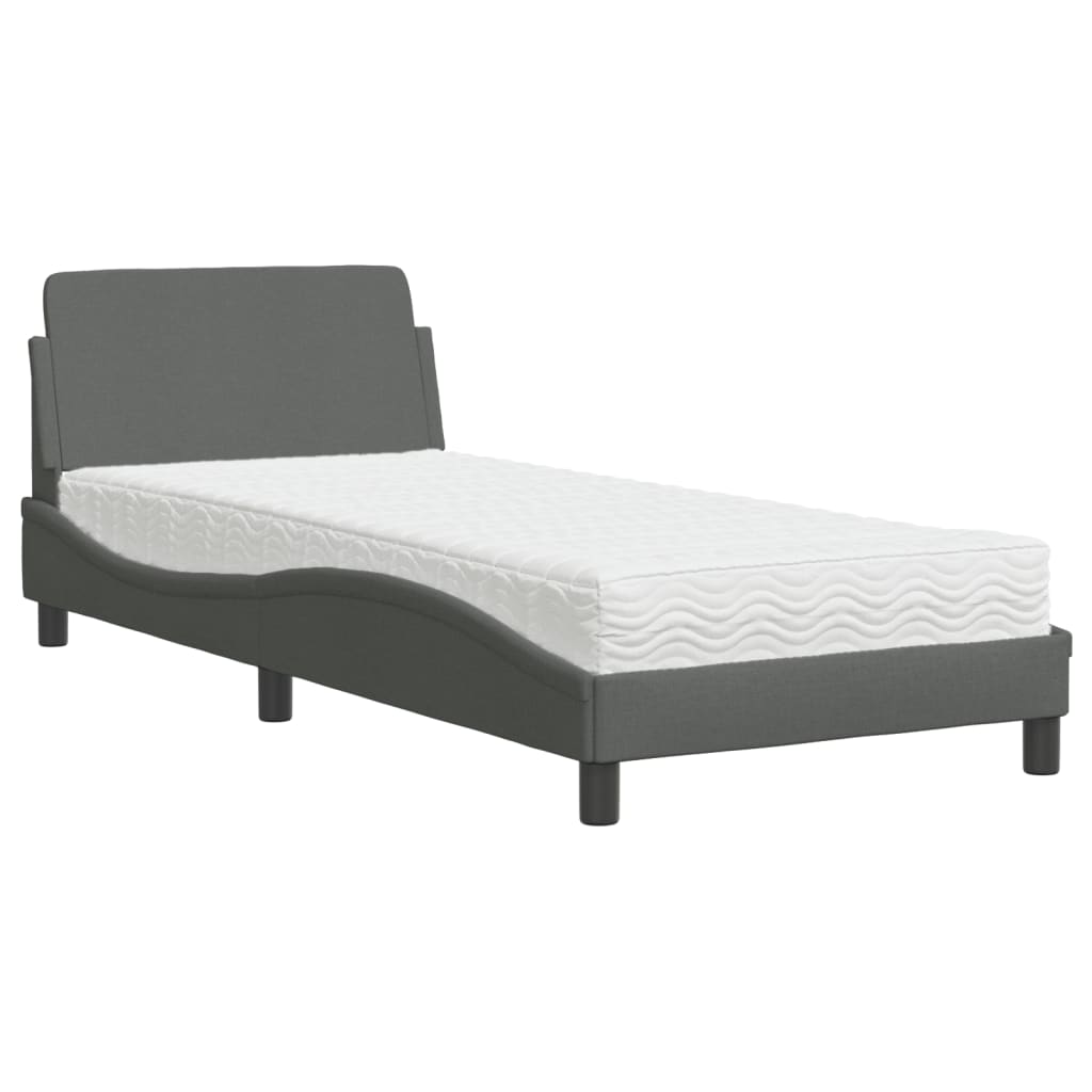 Lit avec matelas gris foncé 80x200 cm tissu Lits & cadres de lit vidaXL   