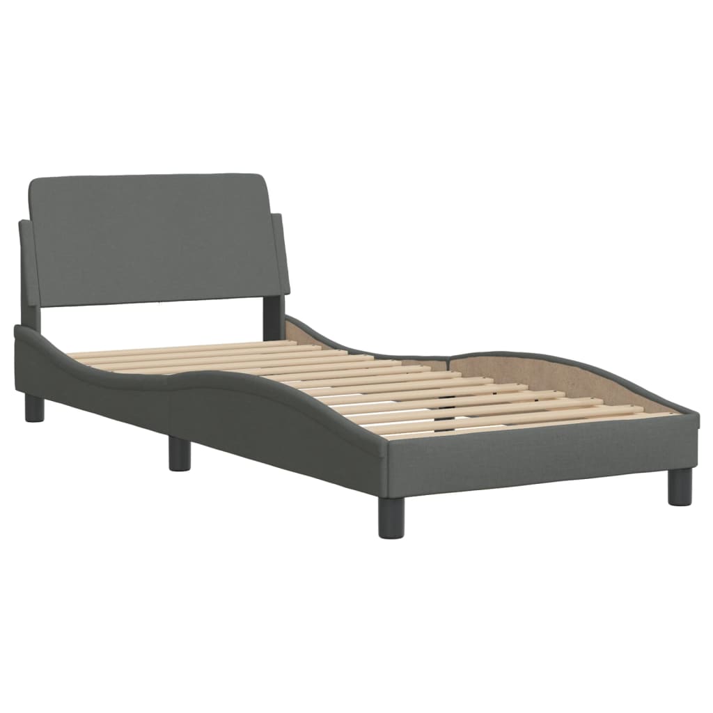 Lit avec matelas gris foncé 80x200 cm tissu Lits & cadres de lit vidaXL   