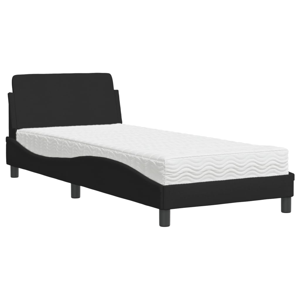 Lit avec matelas noir 80x200 cm tissu Lits & cadres de lit vidaXL   