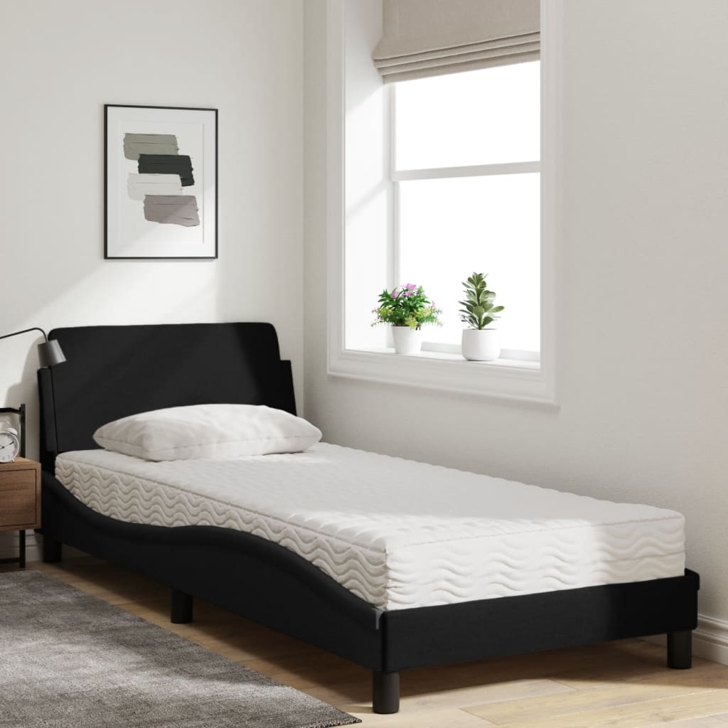 Lit avec matelas noir 80x200 cm tissu Lits & cadres de lit vidaXL   