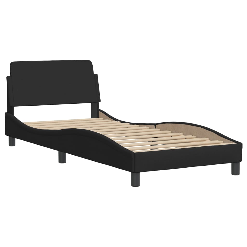 Lit avec matelas noir 80x200 cm tissu Lits & cadres de lit vidaXL   