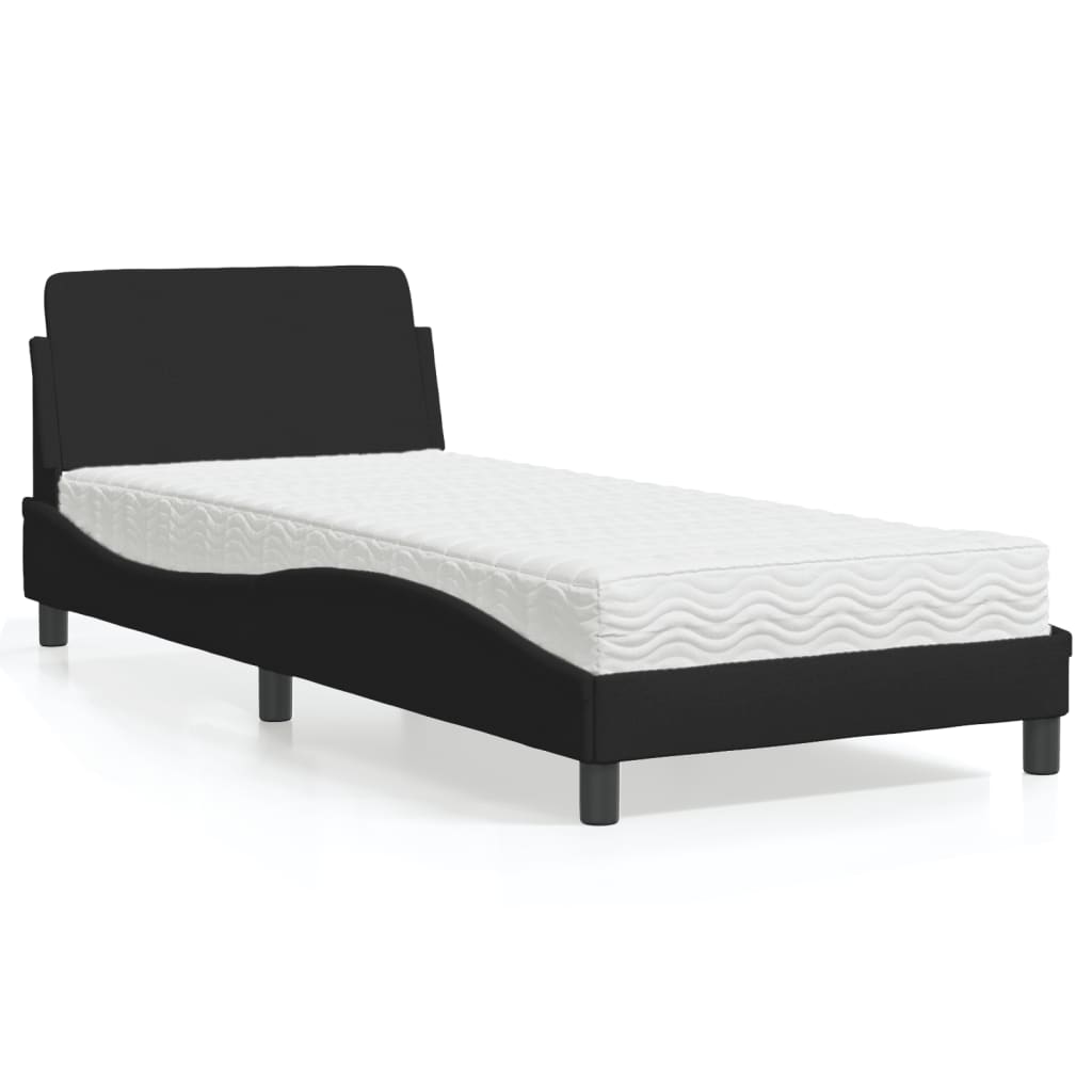 Lit avec matelas noir 80x200 cm tissu Lits & cadres de lit vidaXL   