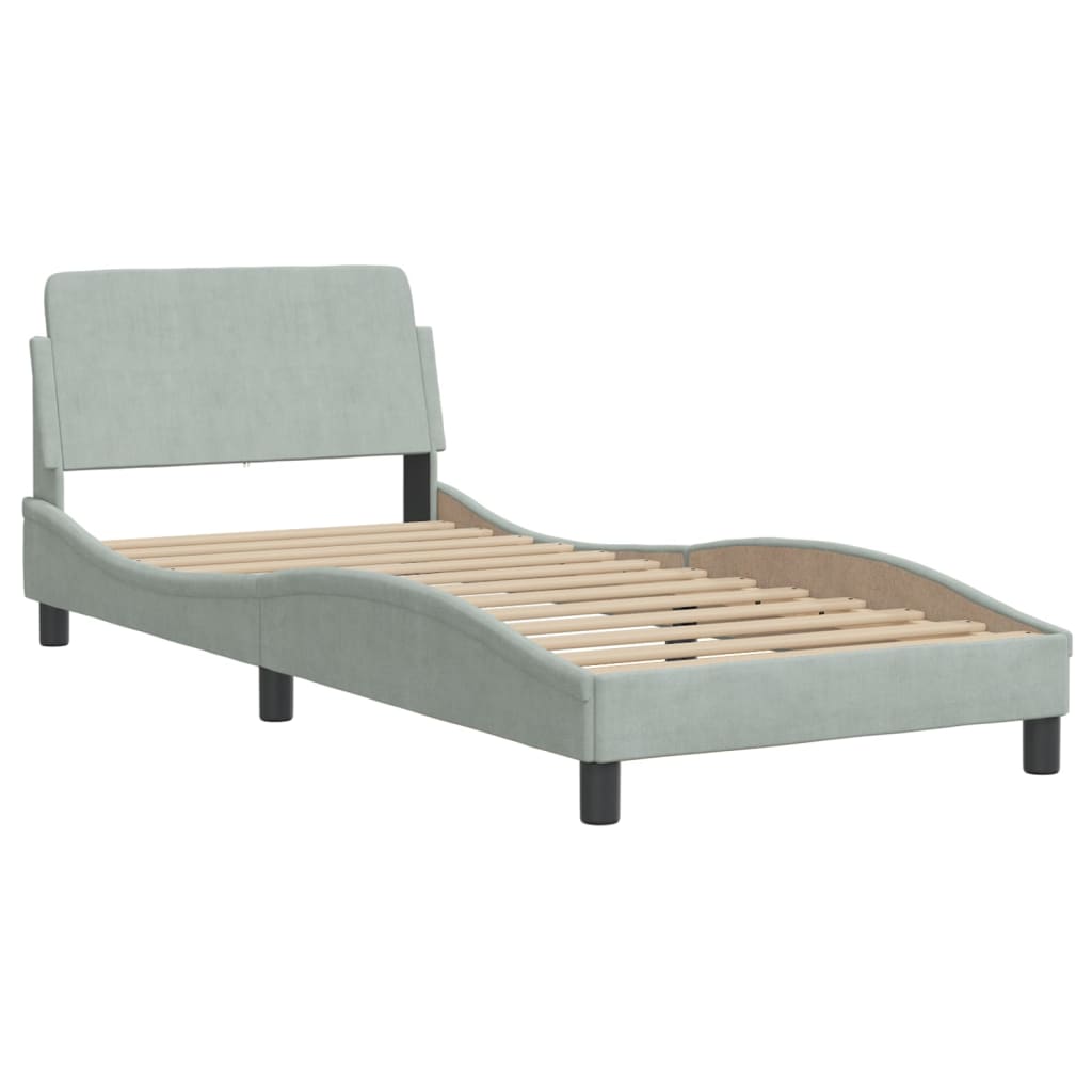 Lit avec matelas gris clair 80x200 cm velours Lits & cadres de lit vidaXL   