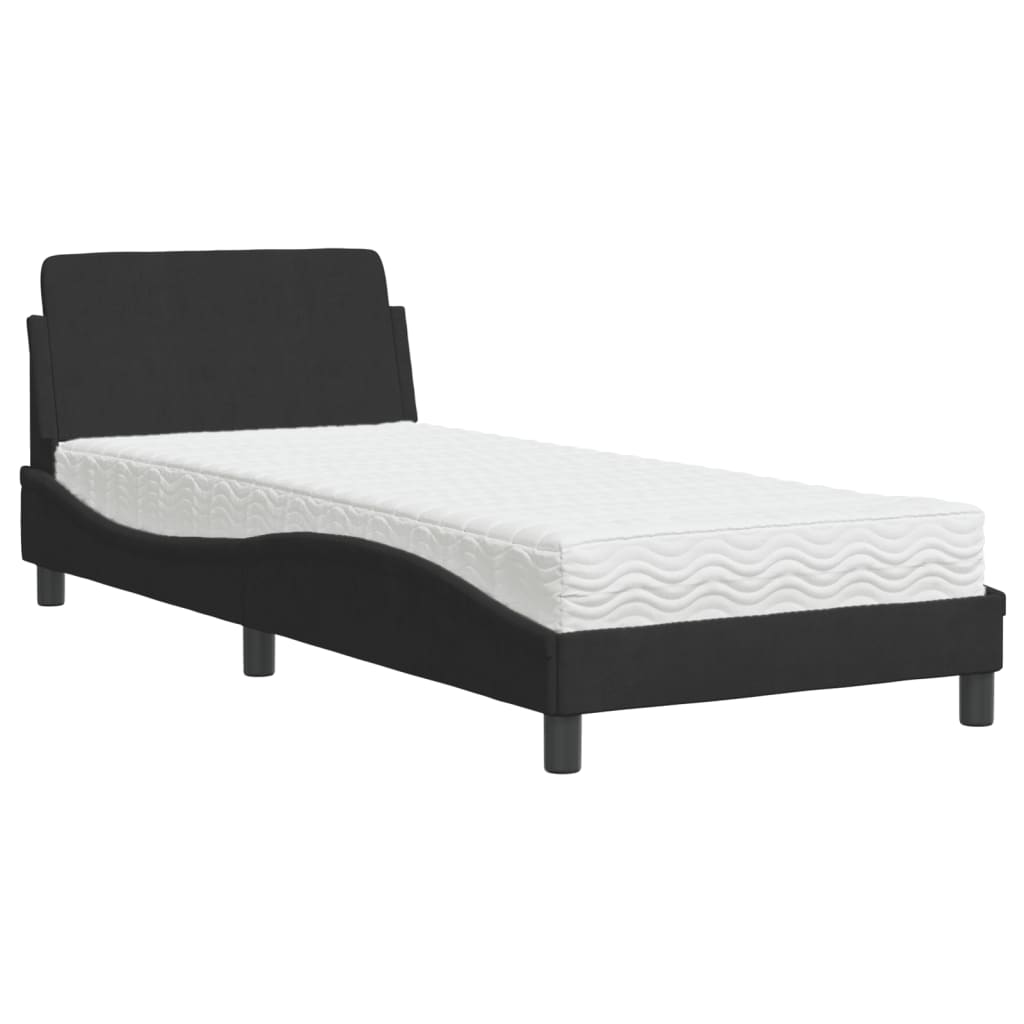 Lit avec matelas noir 80x200 cm velours Lits & cadres de lit vidaXL   