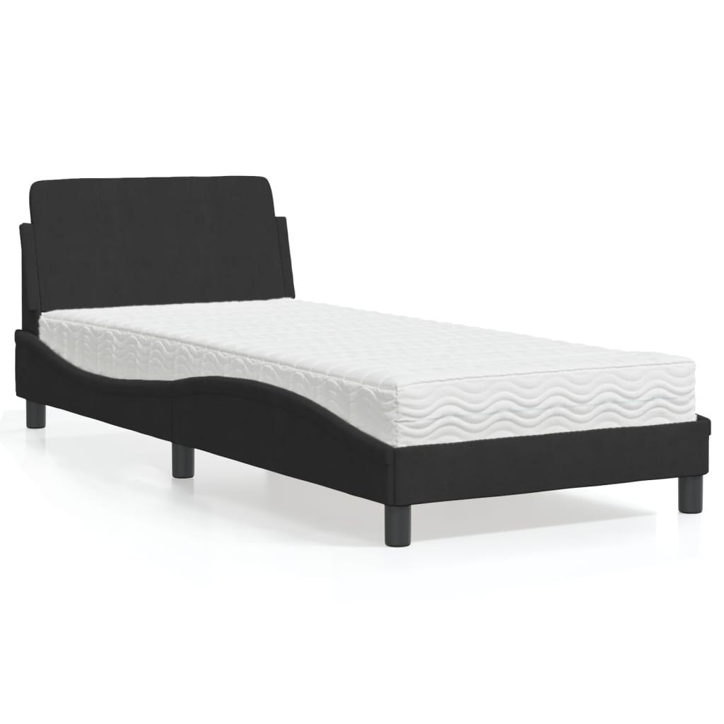 Lit avec matelas noir 80x200 cm velours Lits & cadres de lit vidaXL   