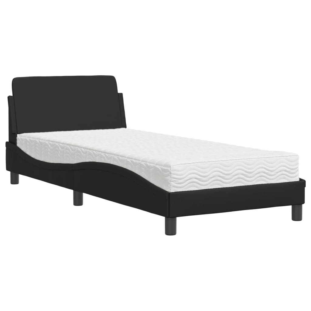 Lit avec matelas noir 80x200 cm similicuir Lits & cadres de lit vidaXL   