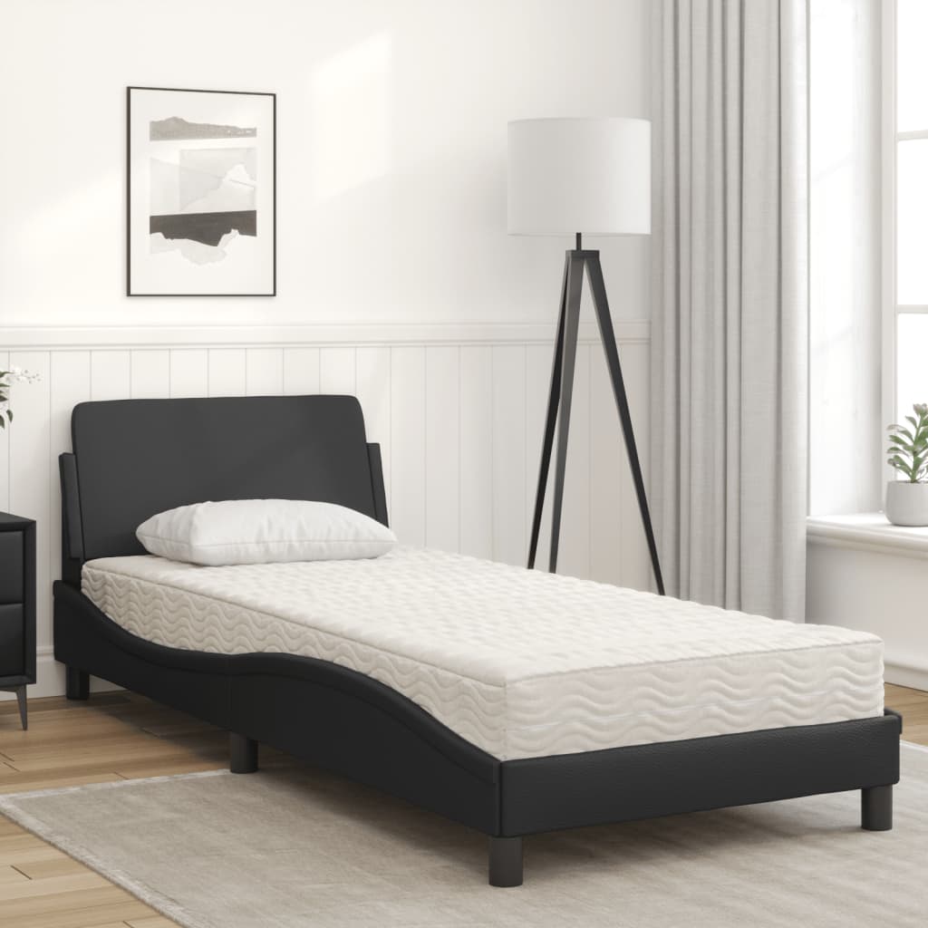 Lit avec matelas noir 80x200 cm similicuir Lits & cadres de lit vidaXL   