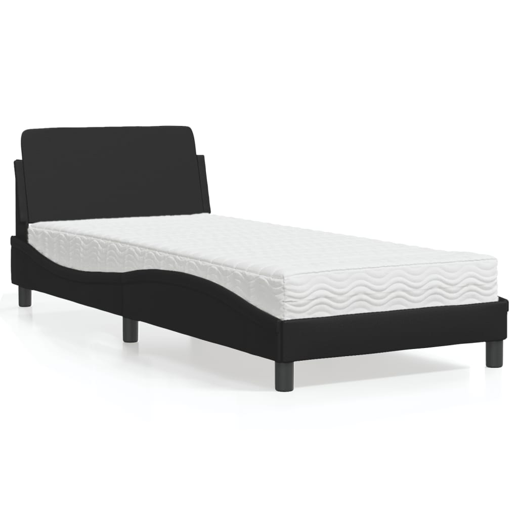 Lit avec matelas noir 80x200 cm similicuir Lits & cadres de lit vidaXL   