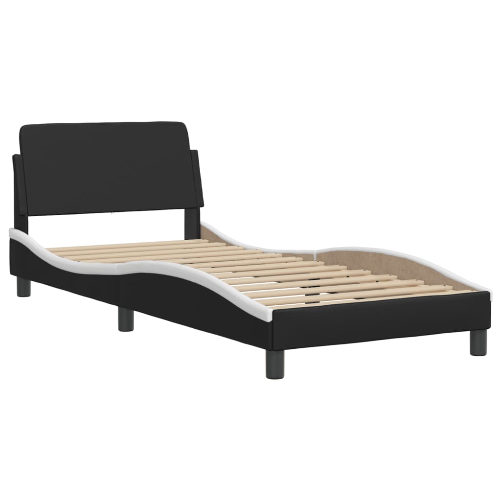 Lit avec matelas noir et blanc 80x200 cm similicuir Lits & cadres de lit vidaXL   