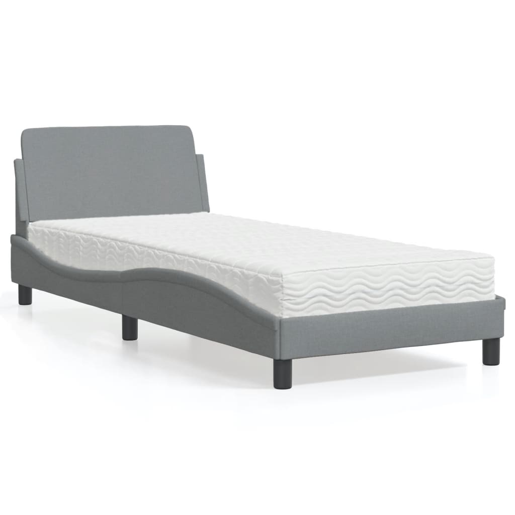 Lit avec matelas gris clair 90x190 cm tissu Lits & cadres de lit vidaXL   