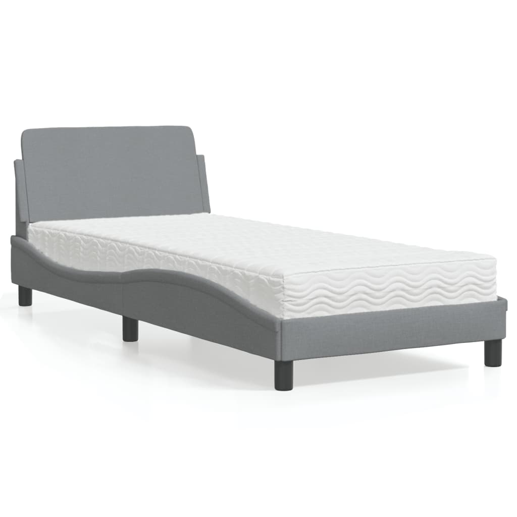 Lit avec matelas gris clair 90x190 cm tissu Lits & cadres de lit vidaXL   