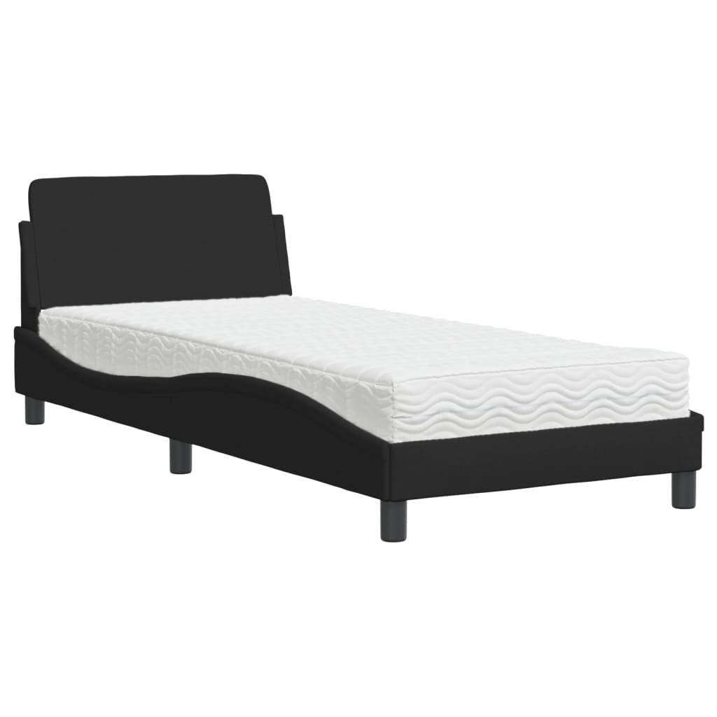 Lit avec matelas noir 90x190 cm tissu Lits & cadres de lit vidaXL   