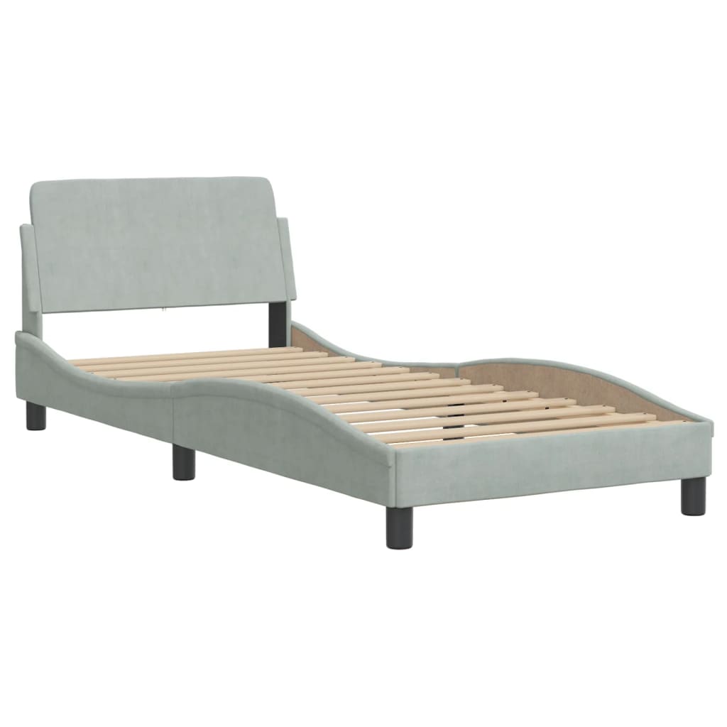 Lit avec matelas gris clair 90x190 cm velours Lits & cadres de lit vidaXL   