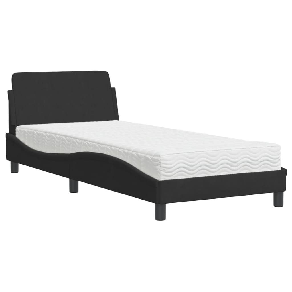 Lit avec matelas noir 90x190 cm velours Lits & cadres de lit vidaXL   