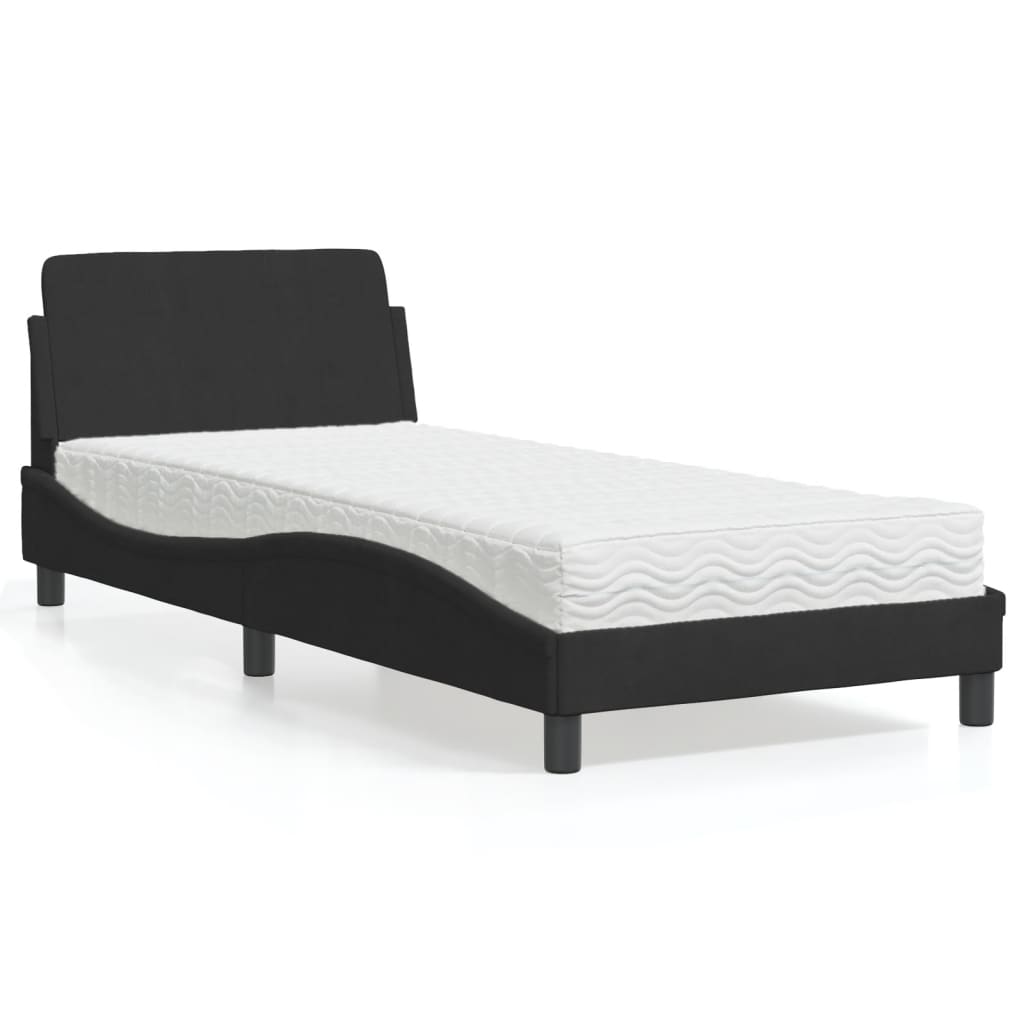 Lit avec matelas noir 90x190 cm velours Lits & cadres de lit vidaXL   