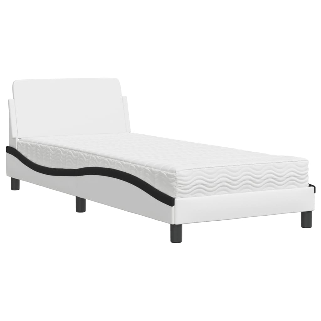 Lit avec matelas blanc et noir 90x190 cm similicuir Lits & cadres de lit vidaXL   