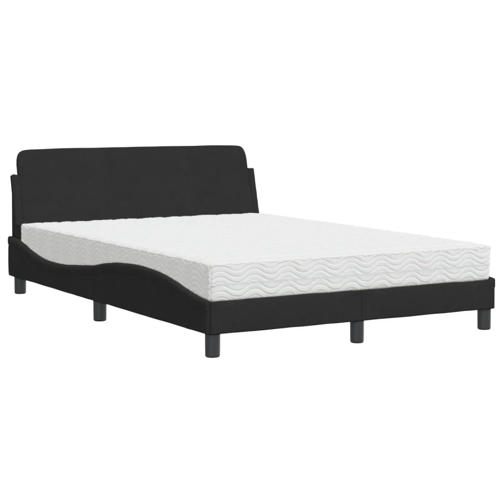 Lit avec matelas noir 140x190 cm velours Lits & cadres de lit vidaXL   