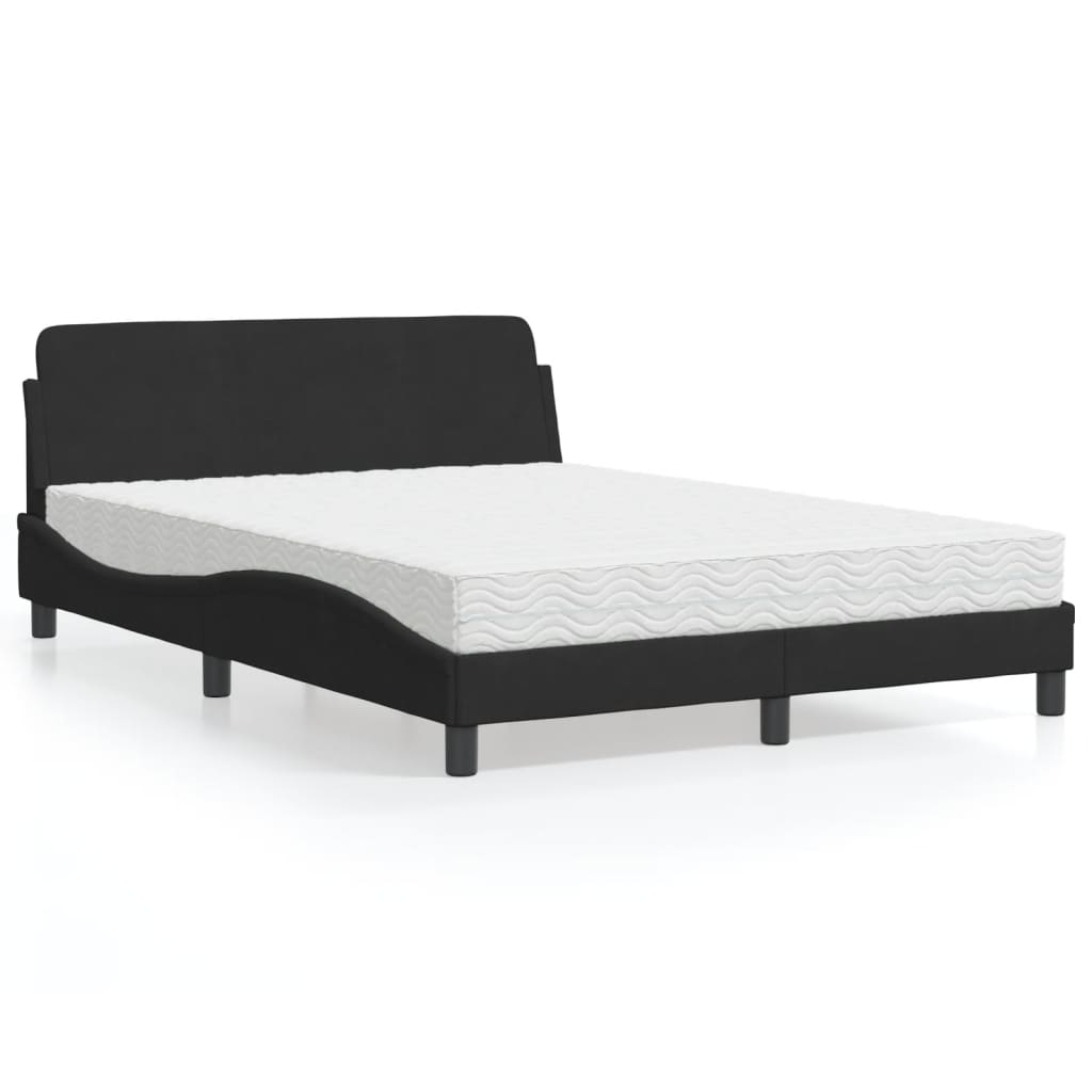 Lit avec matelas noir 140x190 cm velours Lits & cadres de lit vidaXL   