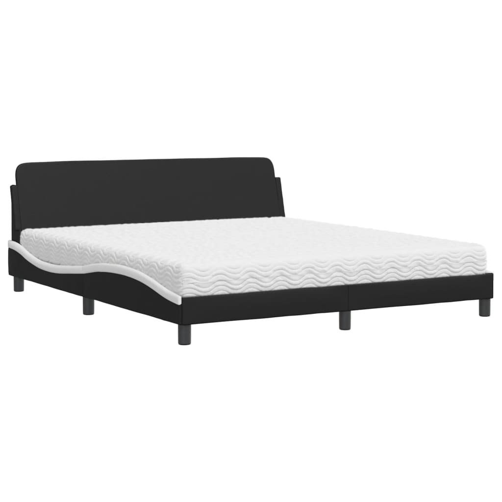 Lit avec matelas noir et blanc 180x200 cm similicuir Lits & cadres de lit vidaXL   