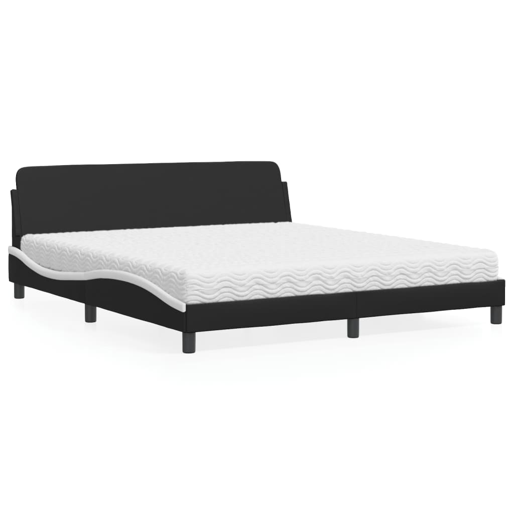 Lit avec matelas noir et blanc 180x200 cm similicuir Lits & cadres de lit vidaXL   