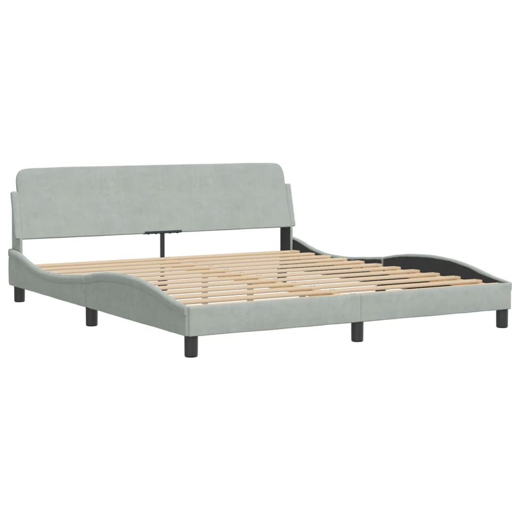 Lit avec matelas gris clair 180x200 cm velours Lits & cadres de lit vidaXL   