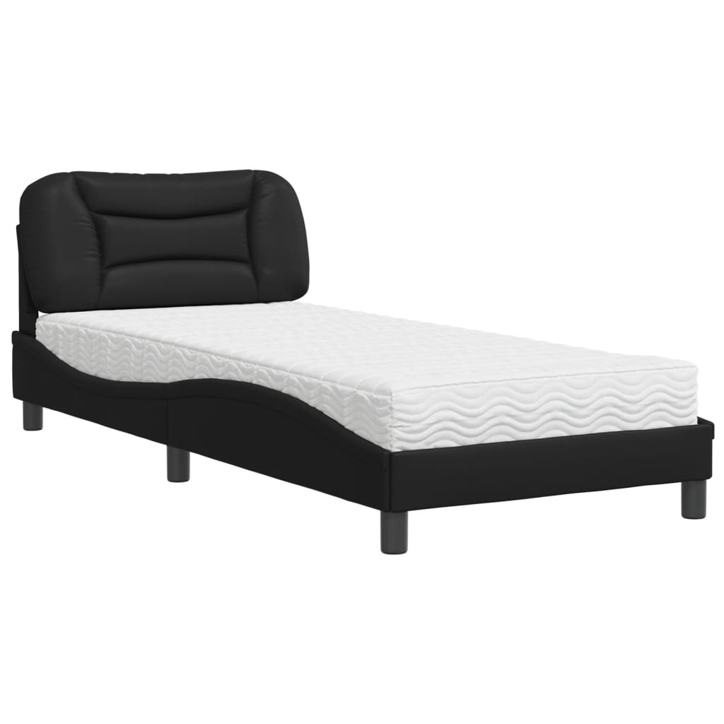 Lit avec matelas noir 90x200 cm similicuir Lits & cadres de lit vidaXL   