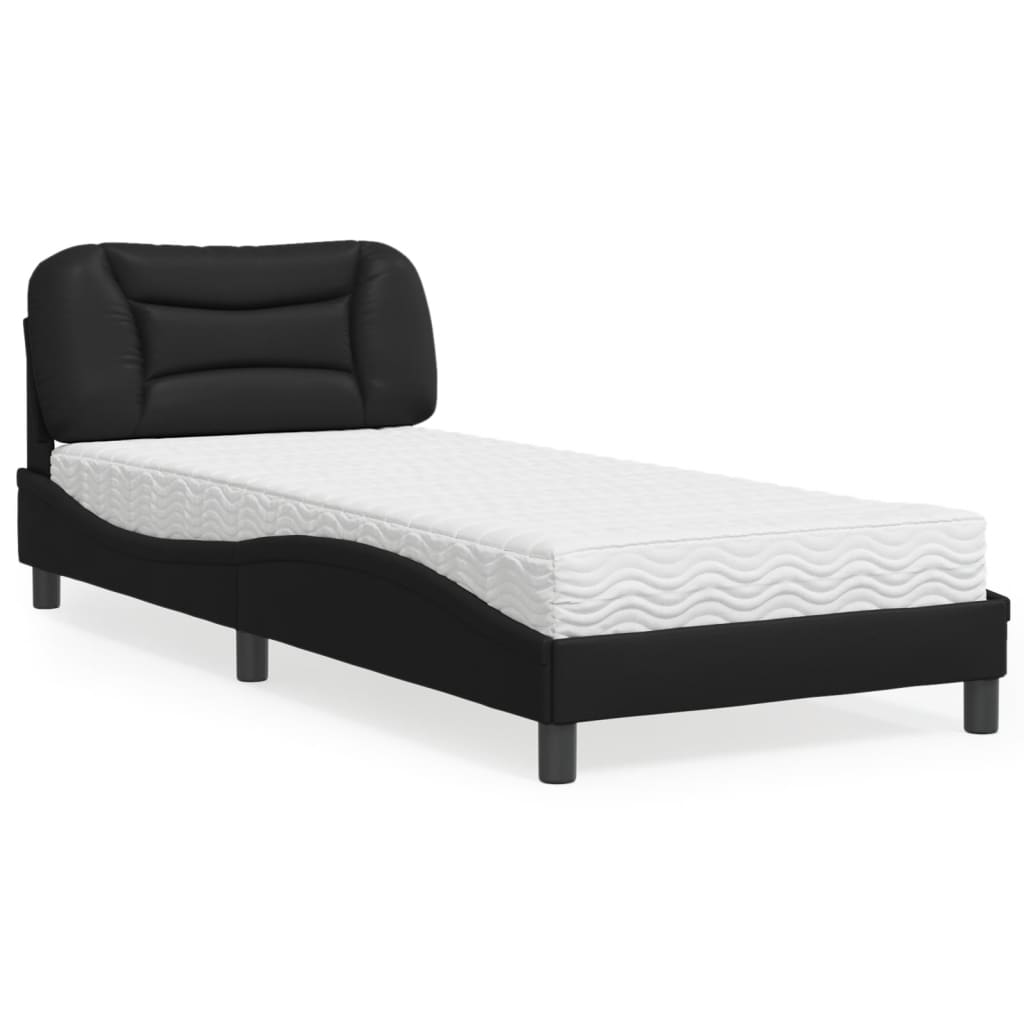 Lit avec matelas noir 90x200 cm similicuir Lits & cadres de lit vidaXL   