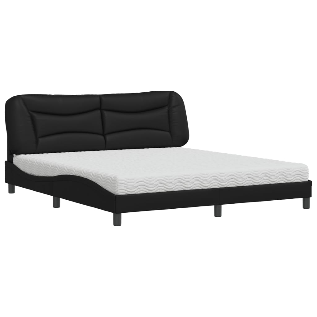 Lit avec matelas noir 180x200 cm similicuir Lits & cadres de lit vidaXL   