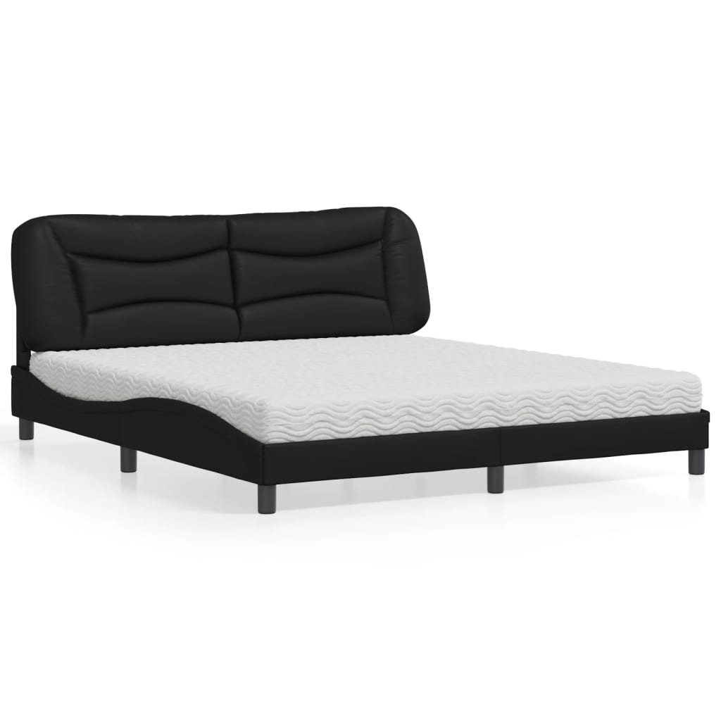 Lit avec matelas noir 180x200 cm similicuir Lits & cadres de lit vidaXL   