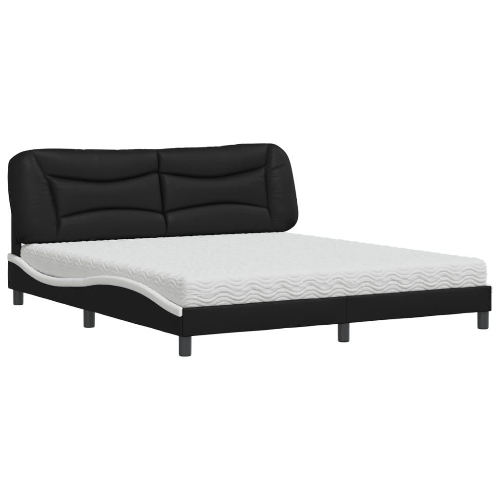 Lit avec matelas noir et blanc 180x200 cm similicuir Lits & cadres de lit vidaXL   