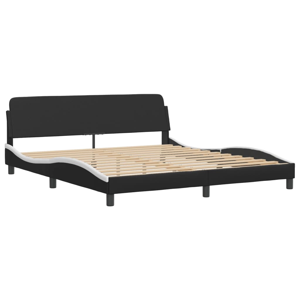 Lit avec matelas noir et blanc 180x200 cm similicuir Lits & cadres de lit vidaXL   