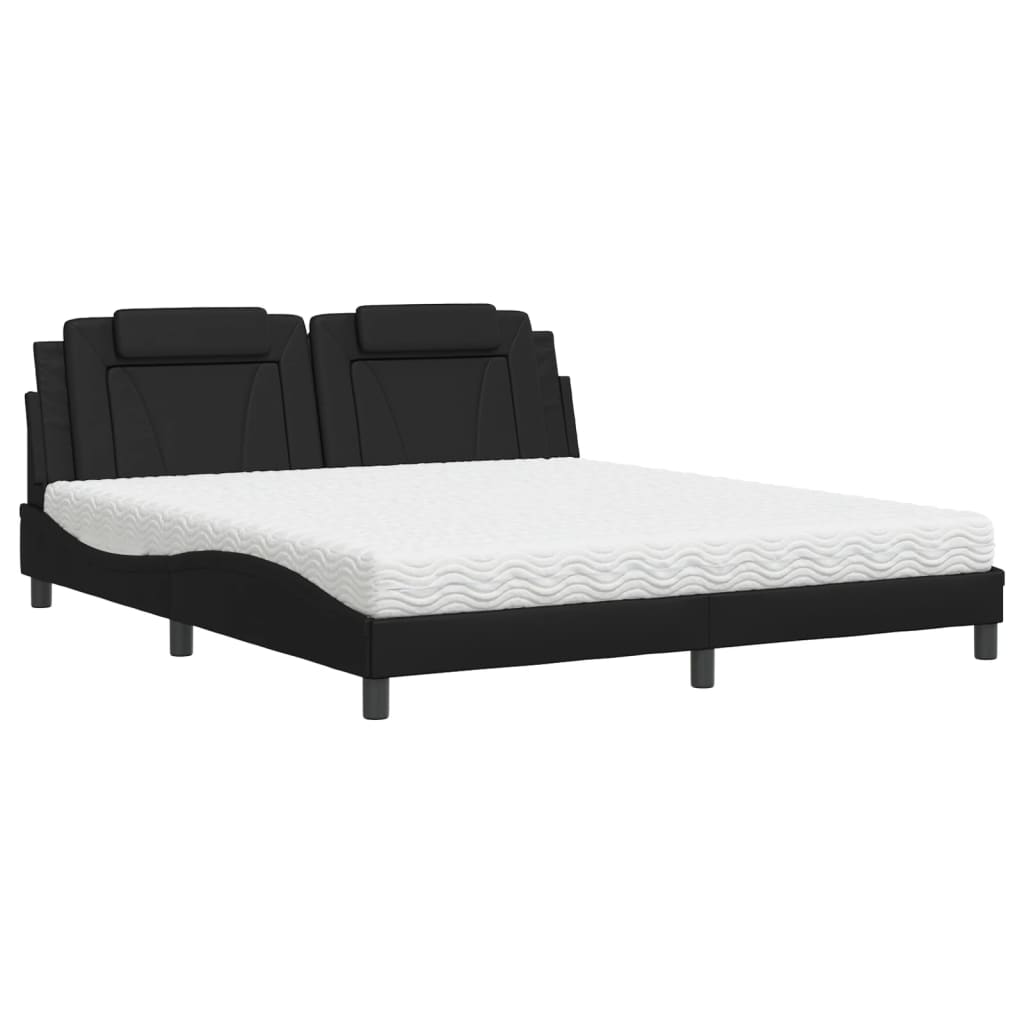 Lit avec matelas noir 180x200 cm similicuir Lits & cadres de lit vidaXL   