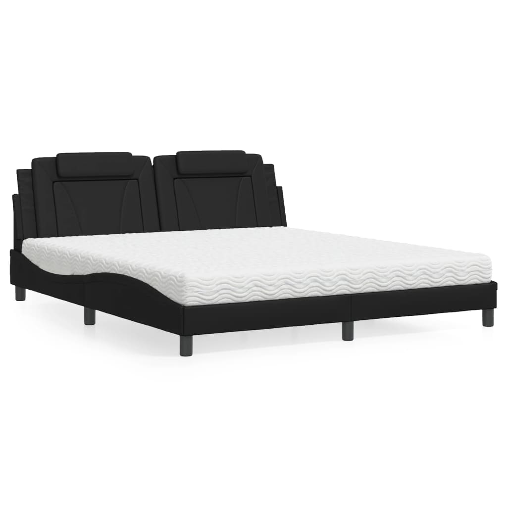 Lit avec matelas noir 180x200 cm similicuir Lits & cadres de lit vidaXL   