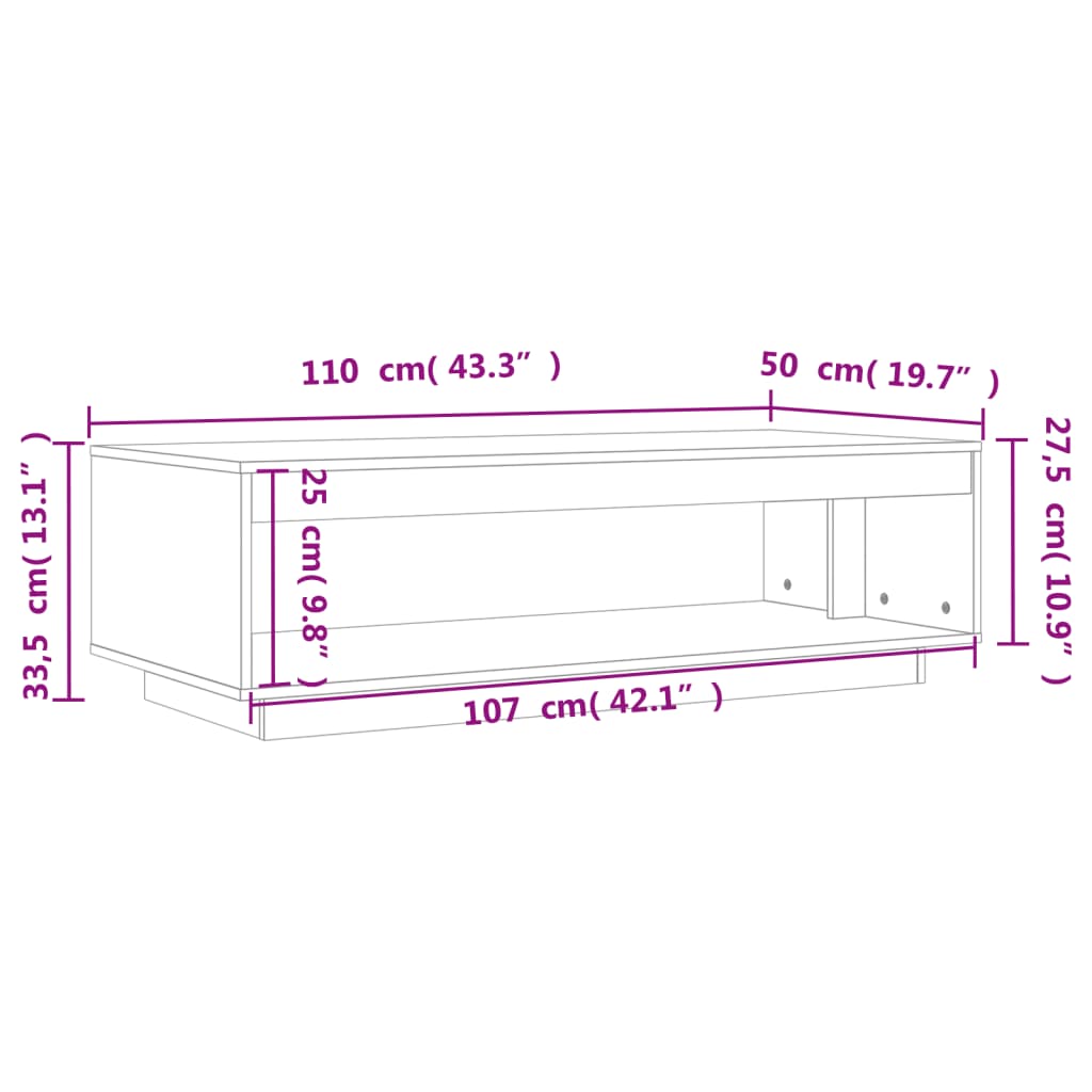 Table basse cire marron 110x50x33,5 cm bois massif de pin Tables basses vidaXL   