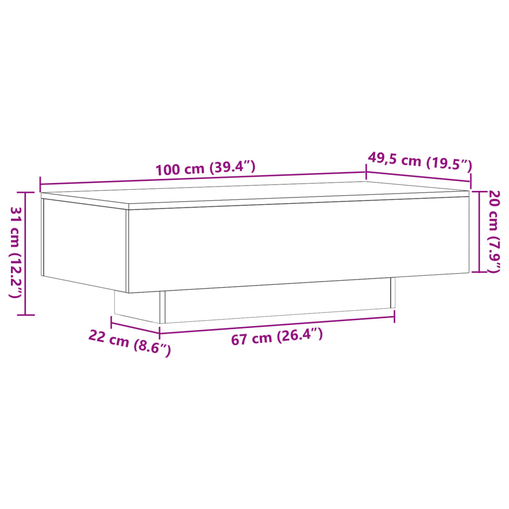 Table basse chêne sonoma 100x49,5x31 cm bois d'ingénierie Tables basses vidaXL   