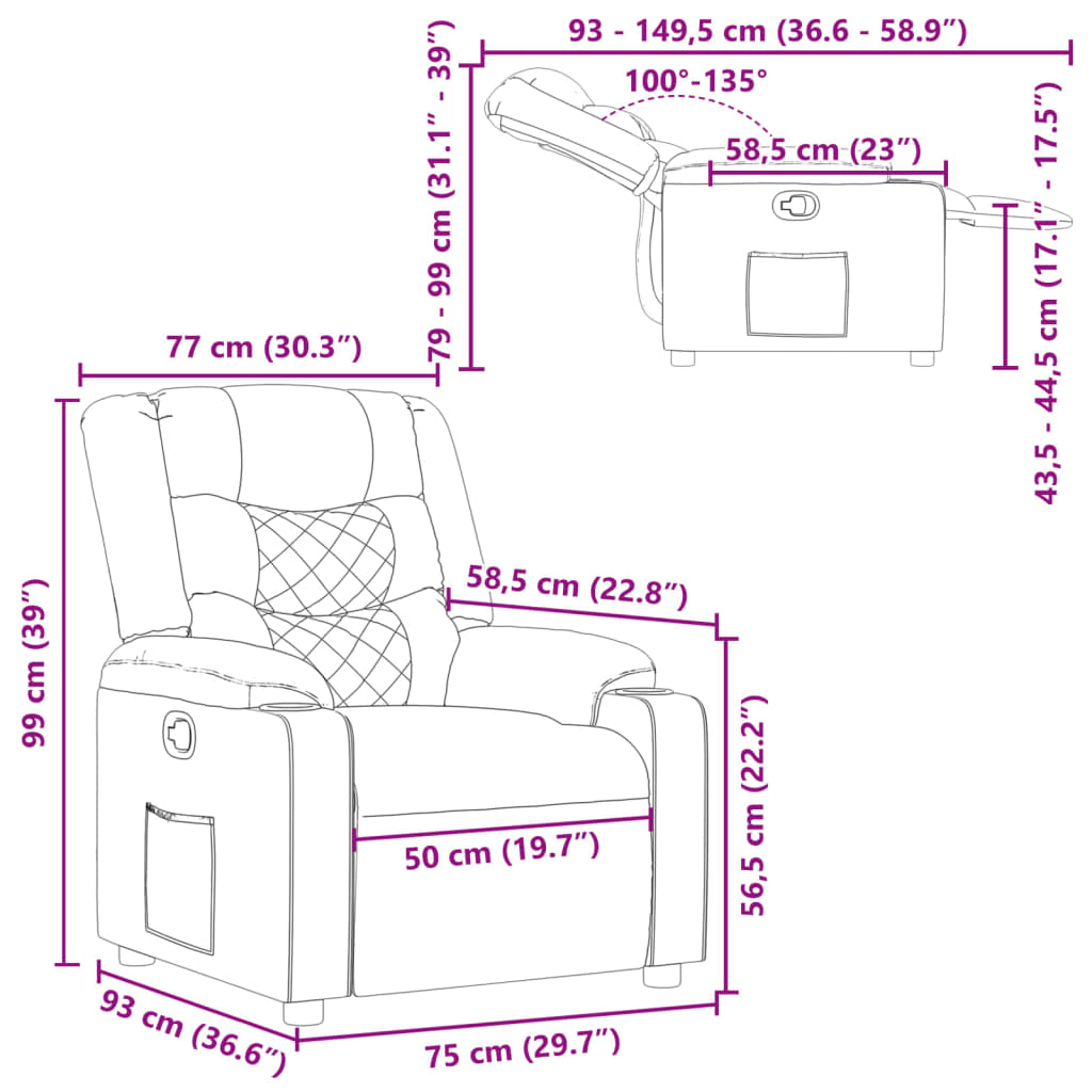 Fauteuil inclinable Noir Similicuir - Xios Store SNC