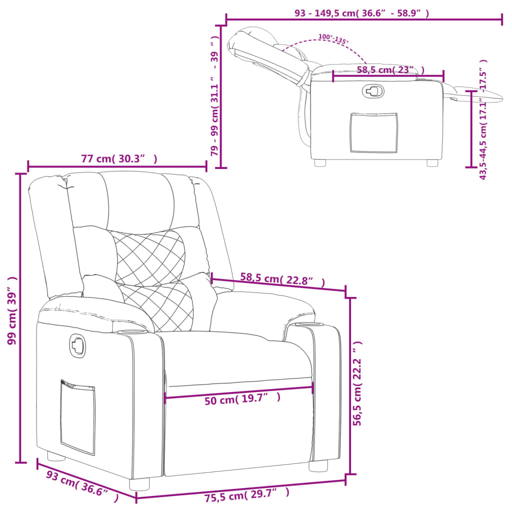 Fauteuil inclinable Marron Similicuir - Xios Store SNC