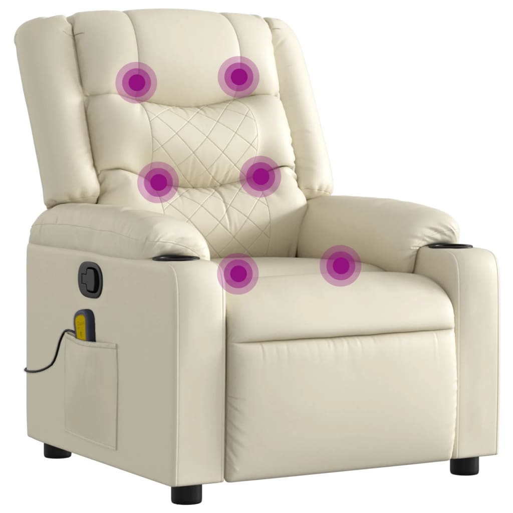 Fauteuil inclinable de massage Crème Similicuir - Xios Store SNC