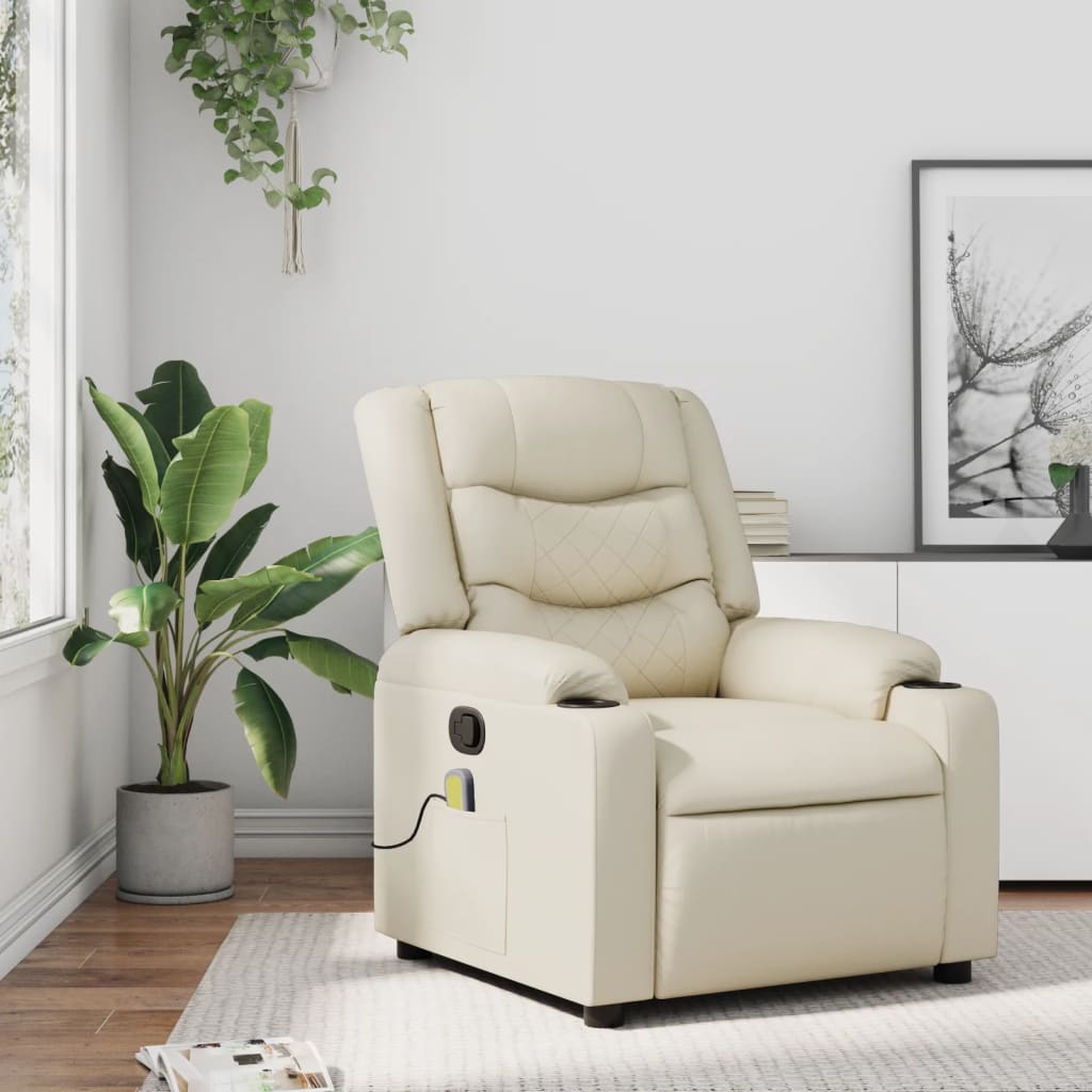 Fauteuil inclinable de massage Crème Similicuir - Xios Store SNC