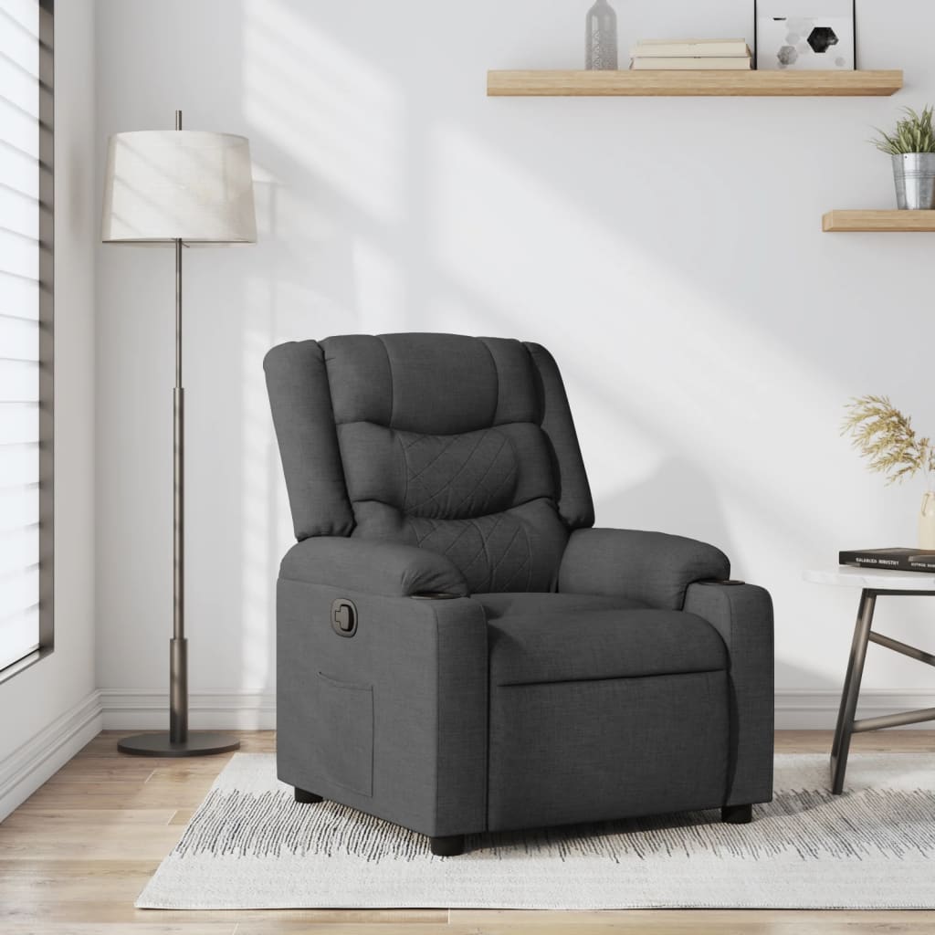 Fauteuil inclinable Gris foncé Tissu Fauteuils vidaXL   