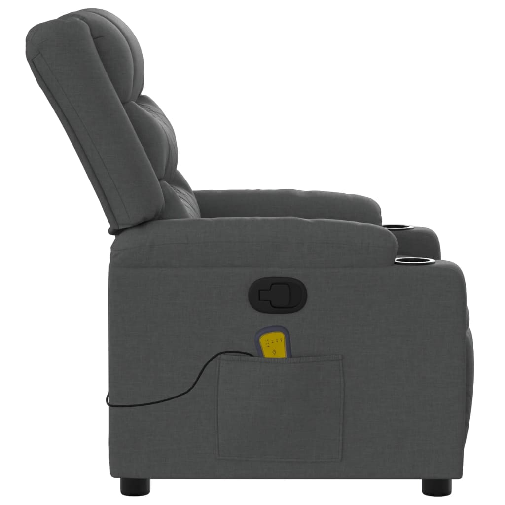 Fauteuil de massage inclinable Gris foncé Tissu