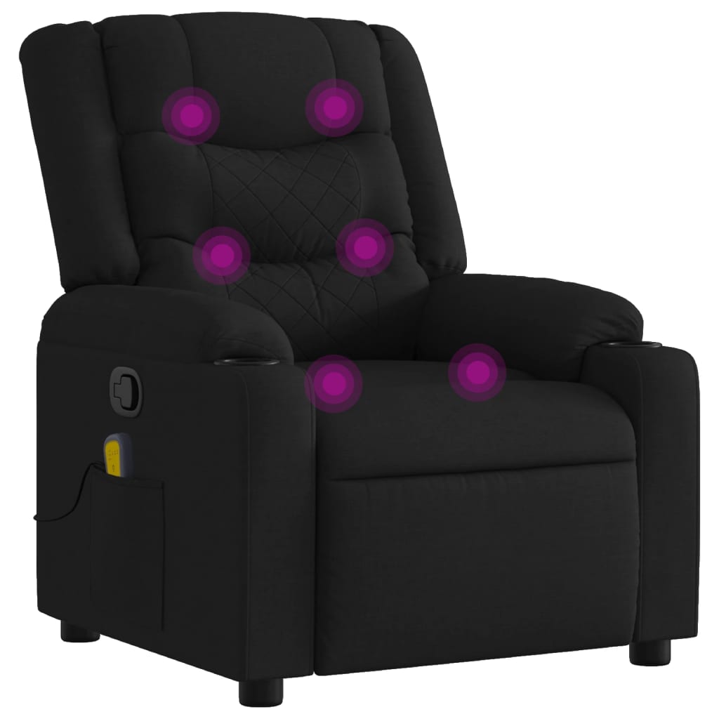 Fauteuil de massage inclinable Noir Tissu