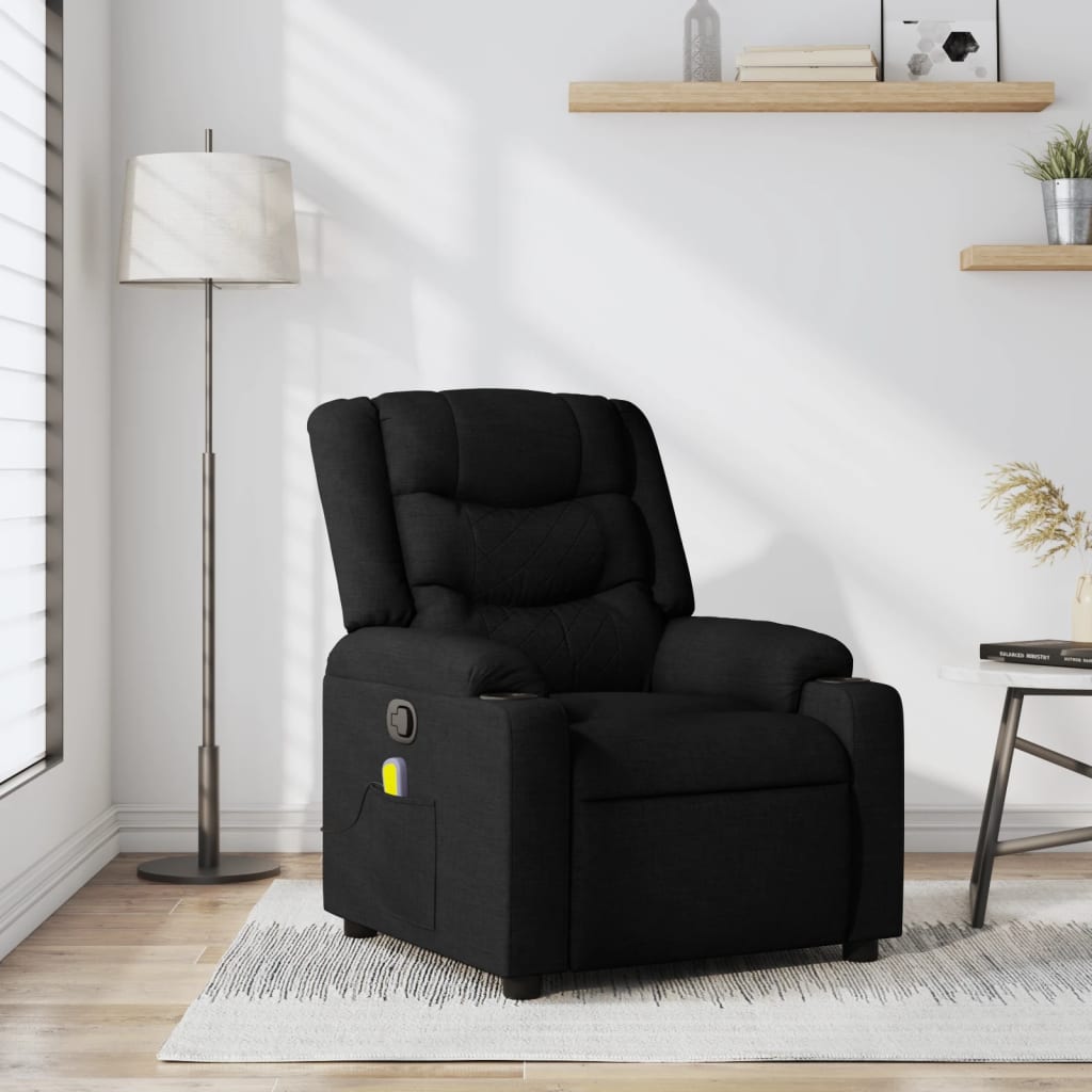 Fauteuil de massage inclinable Noir Tissu